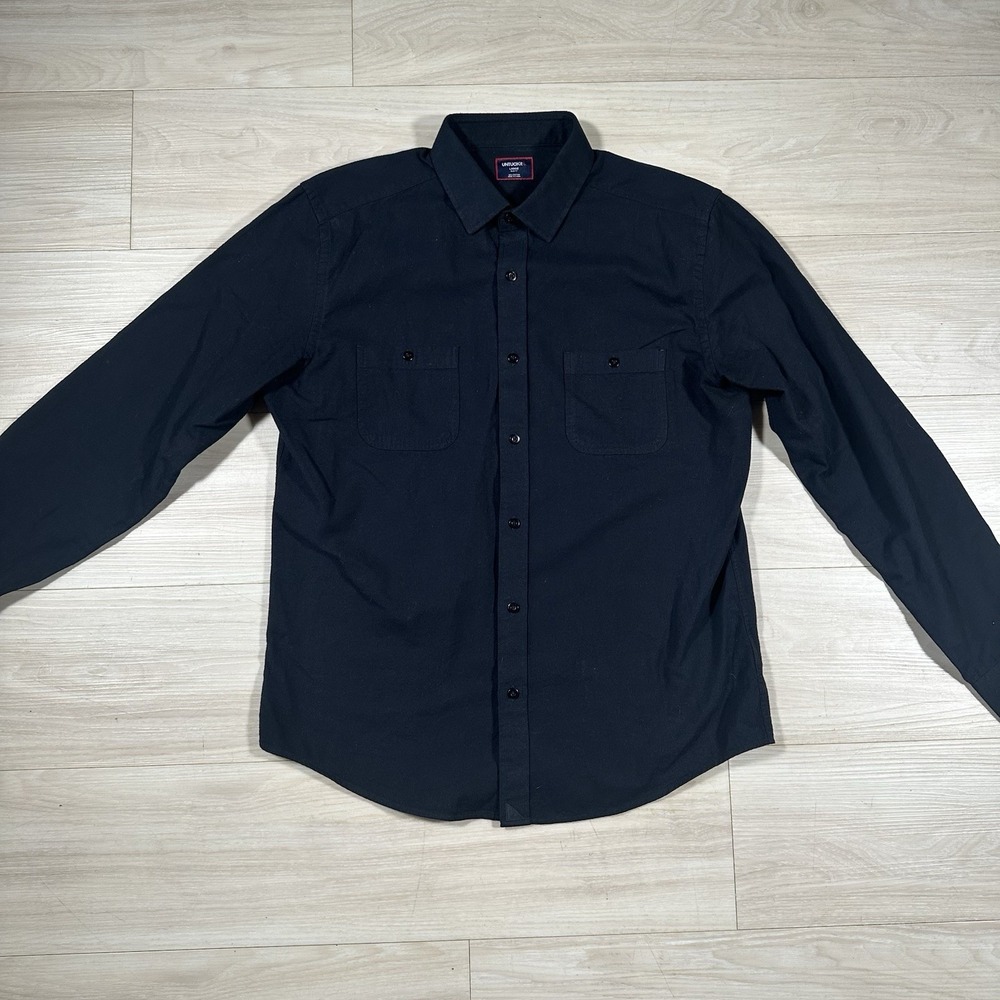 UNTUCKit Slim Fit Button Up Longsleeve Shirt Black Men's Size Large Utility - Picture 3 of 5
